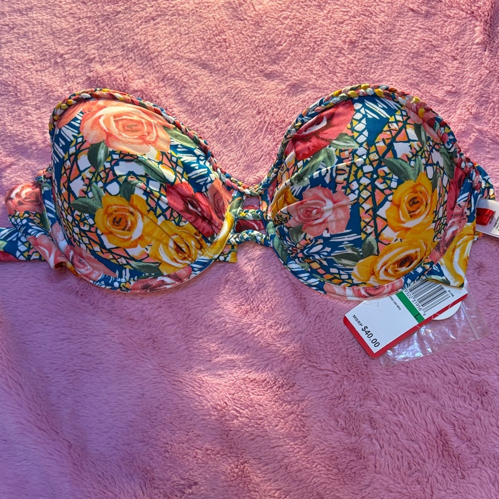 NWT Gossip Floral Push Up Bikini Top Tie Included - Multicolor